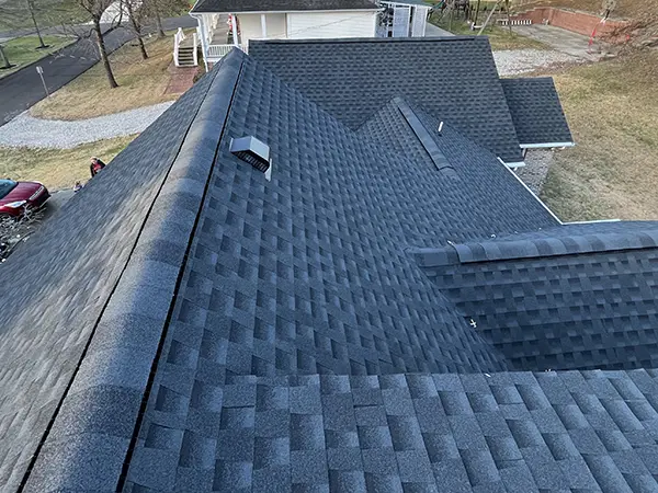New black shingle roof on home