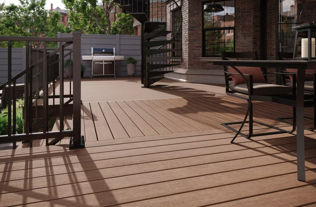 Trex composite deck installed on a home